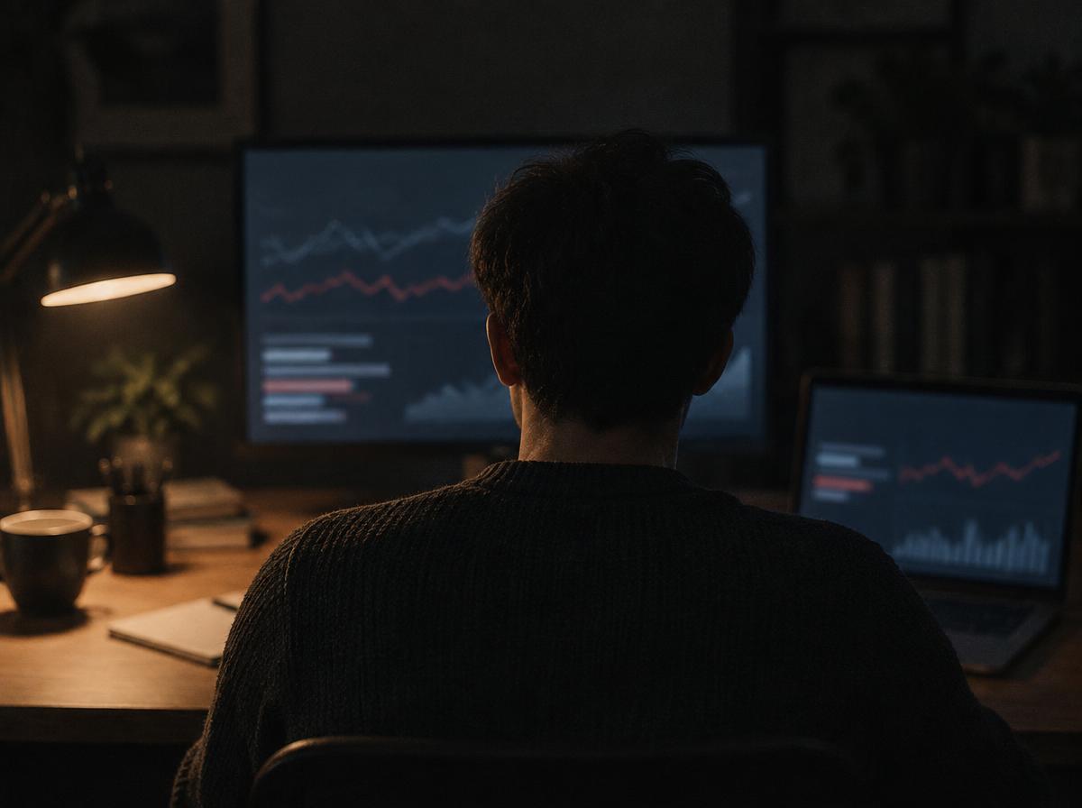 Strategist reviewing campaign storyboards in a working studio
